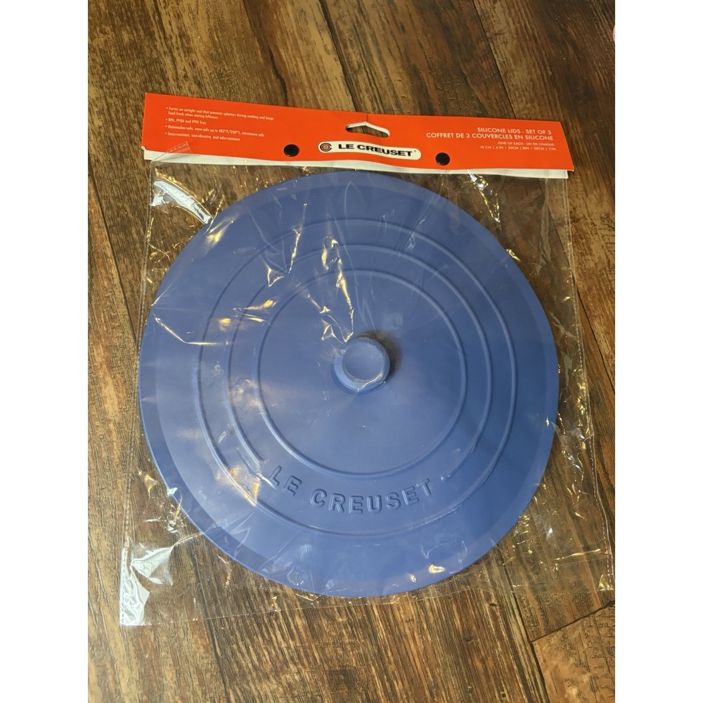 Set of 3 LE CREUSET Cobalt Blue 4" 8" & 11" Silicone Lids with Knobs, New